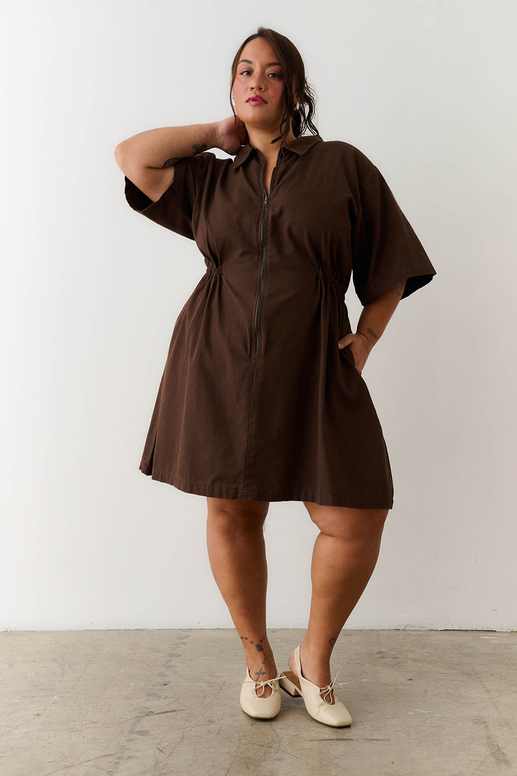 Noble Utility Dress in Chocolate