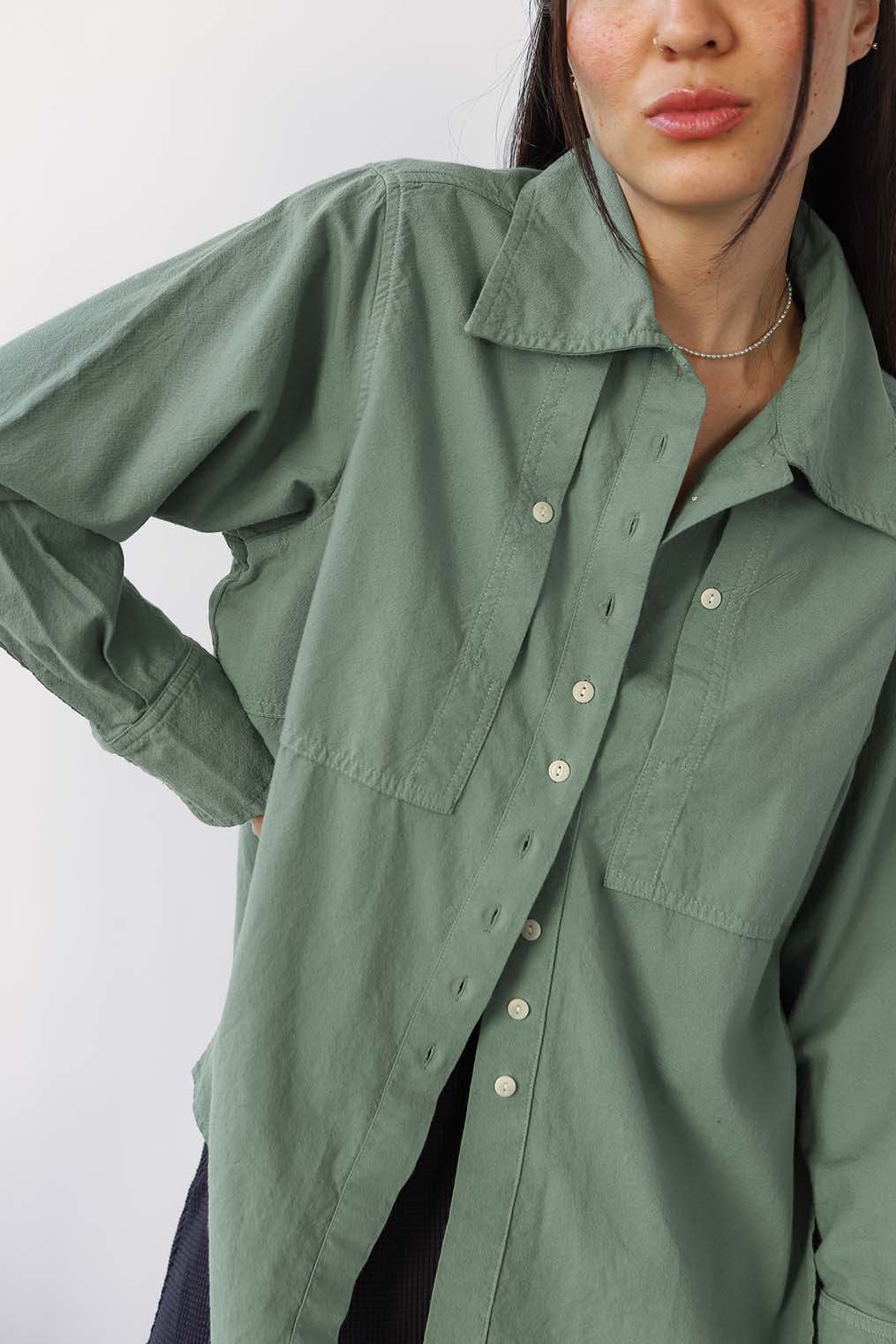 Noble Collared Shirt in Sea Glass Noble Collared Shirt in Sea Glass