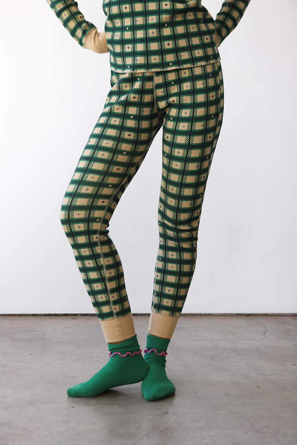 Ruffle Modal Sock - Spinach/Pink Edge