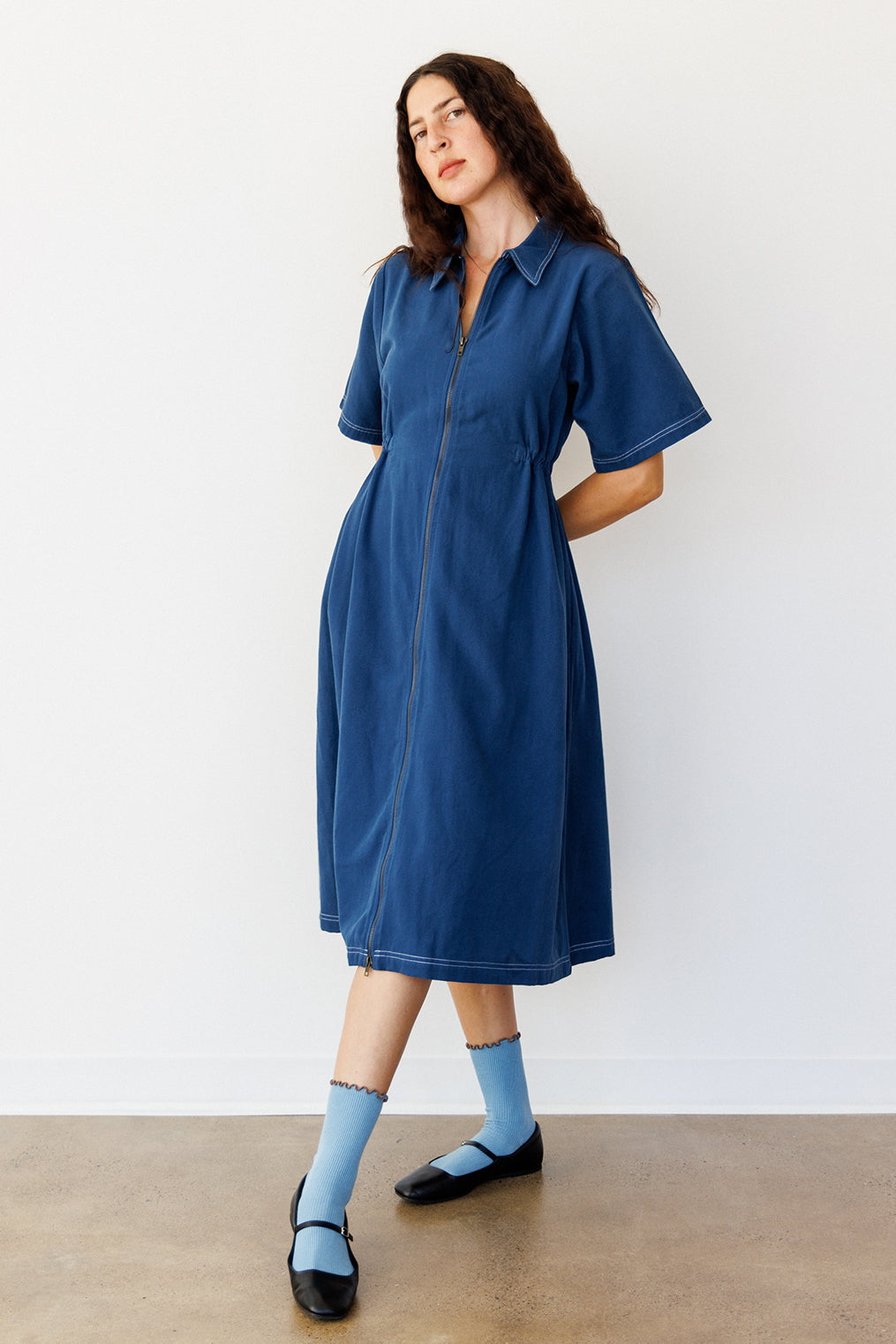 Noble Long Utility Dress in Navy Navy / 1X Noble Long Utility Dress in Navy Navy / 1X