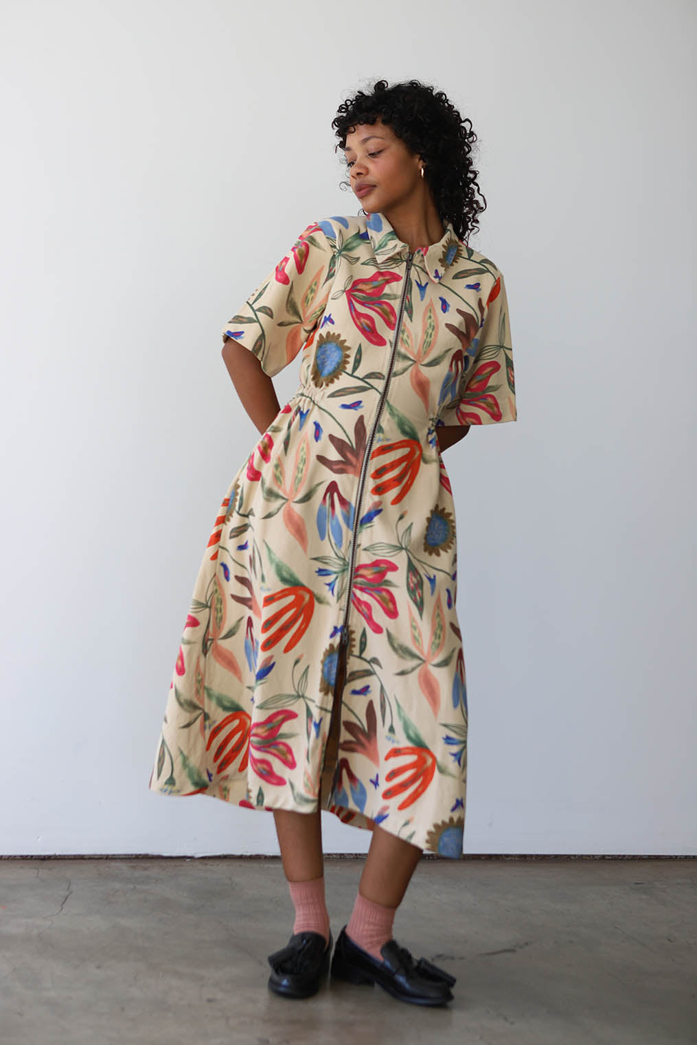 long sleeve utility dress Noble Long Utility Dress in Laura Burke Print Laura Burke Print / XL