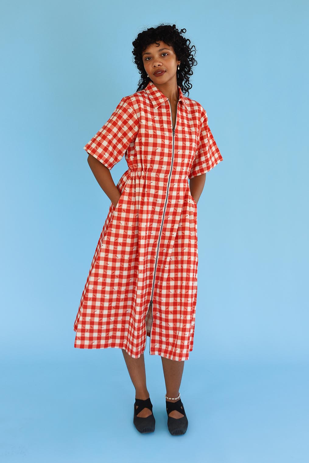 Noble Long Utility Dress in Gingham Fishies Gingham Fishies / XS