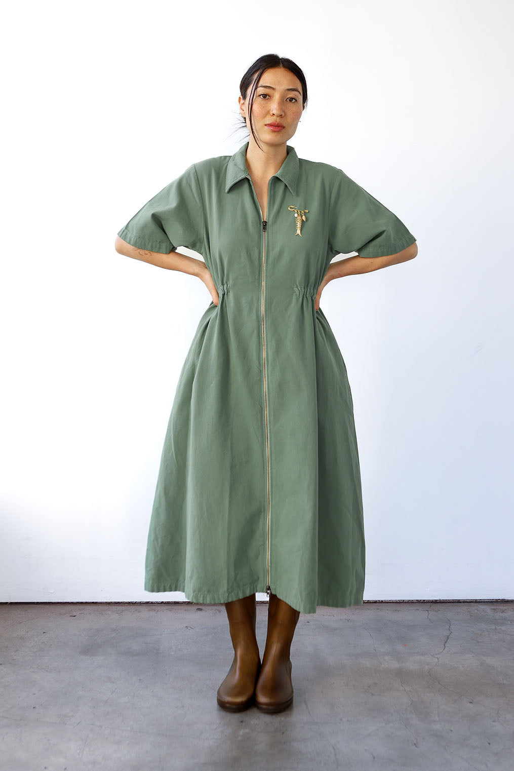 Noble Long Utility Dress in Sea Glass Noble Long Utility Dress in Sea Glass