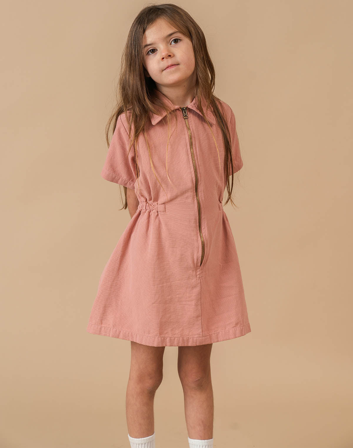 Noble Organic Utility Dress in Dusty Rose