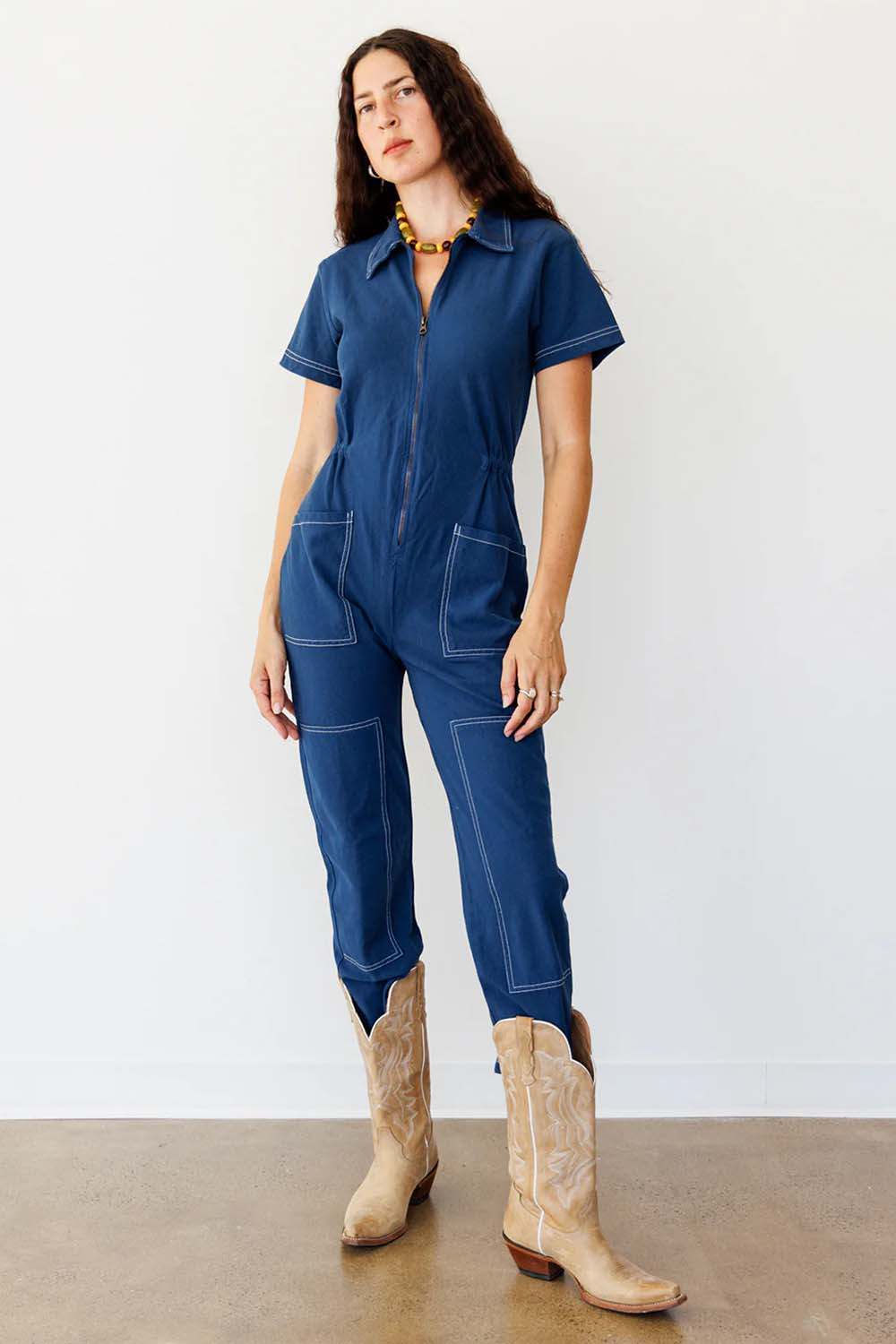 7万 RIVET UTILITY ユニセックス オールインワン XS S 紺 Rivet Utility Looker Jumpsuit - Periwinkle