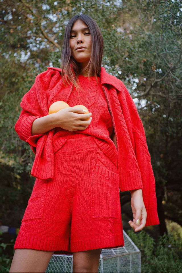 Braided Knit Short in Paprika