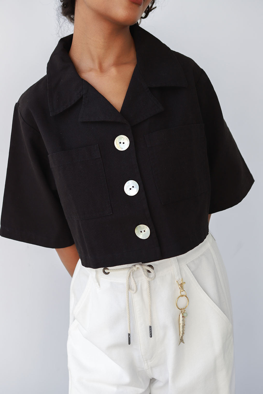 Noble Utility Shirt in Ash w/ Shell Buttons