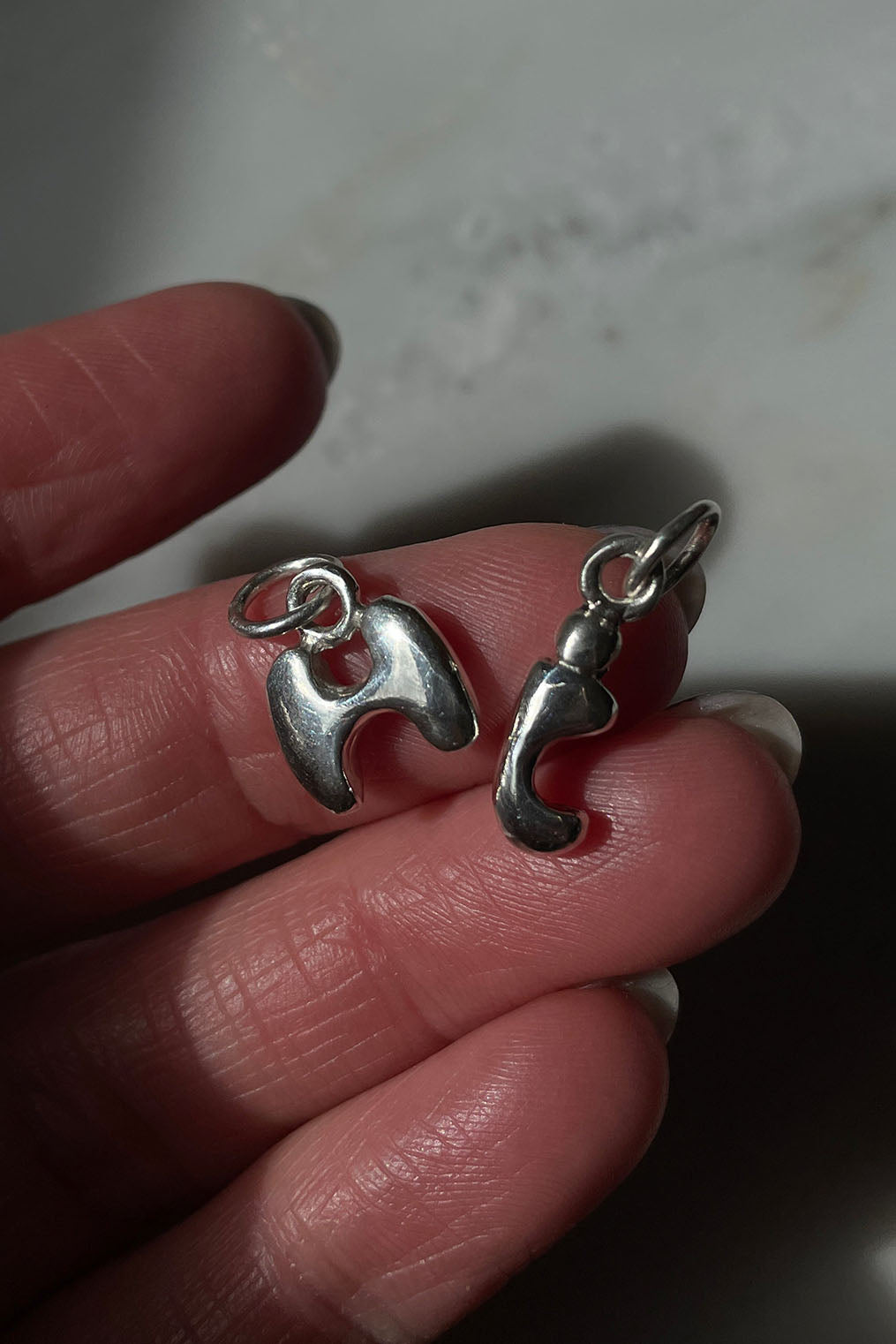 Solid Sterling Silver Bubble Letter Charm