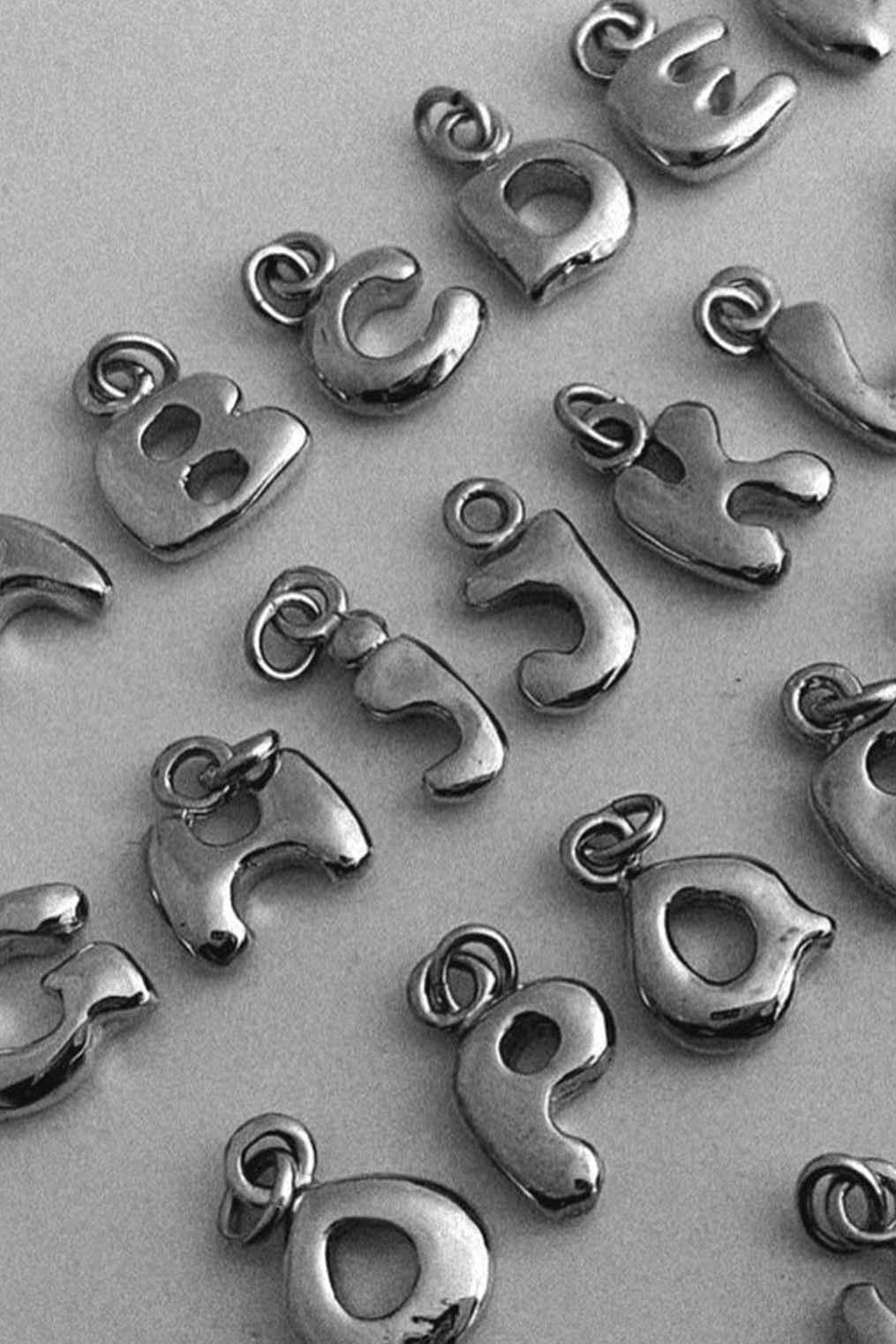 Solid Sterling Silver Bubble Letter Charm