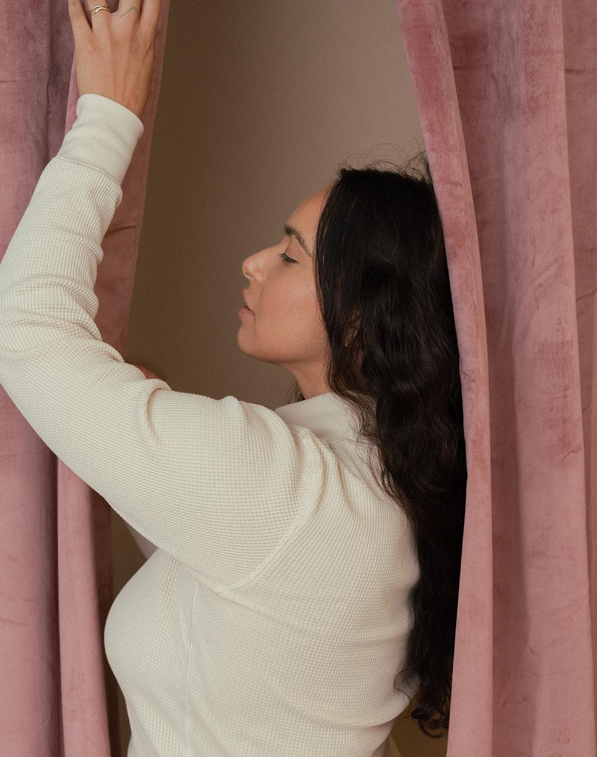 Waffle Turtleneck in Oat Milk