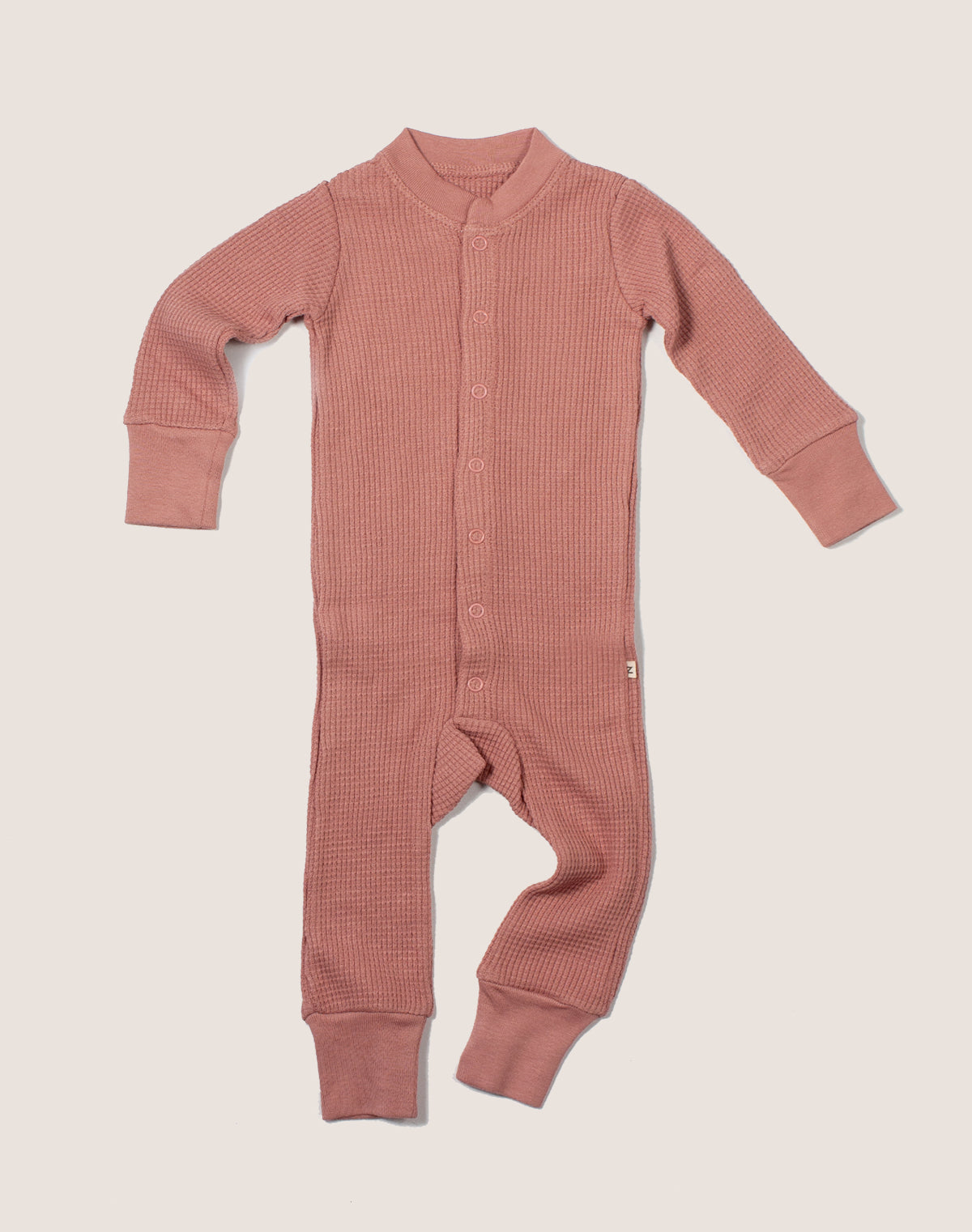 Noble Organic Waffle One-Piece Sleeper in Dusty Rose