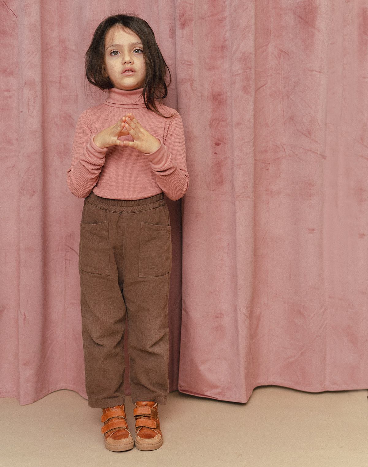 Noble Organic Waffle Turtleneck in Dusty Rose