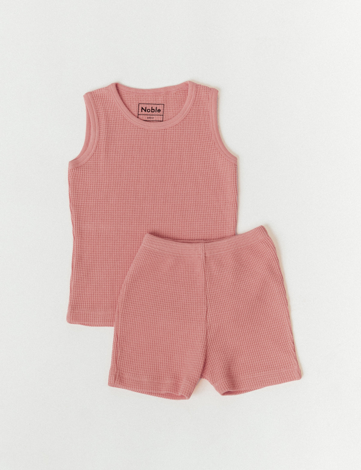 Noble Organic Waffle Tank Set in Dusty Rose