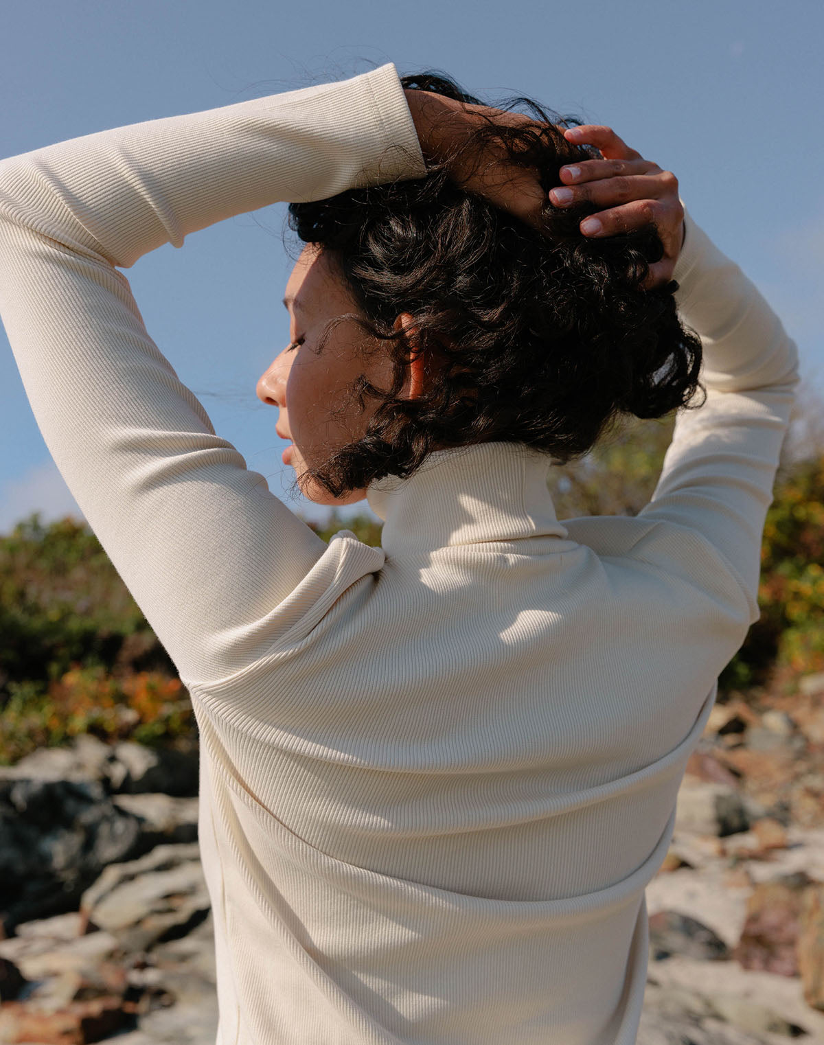 Rib Turtleneck in Oat Milk