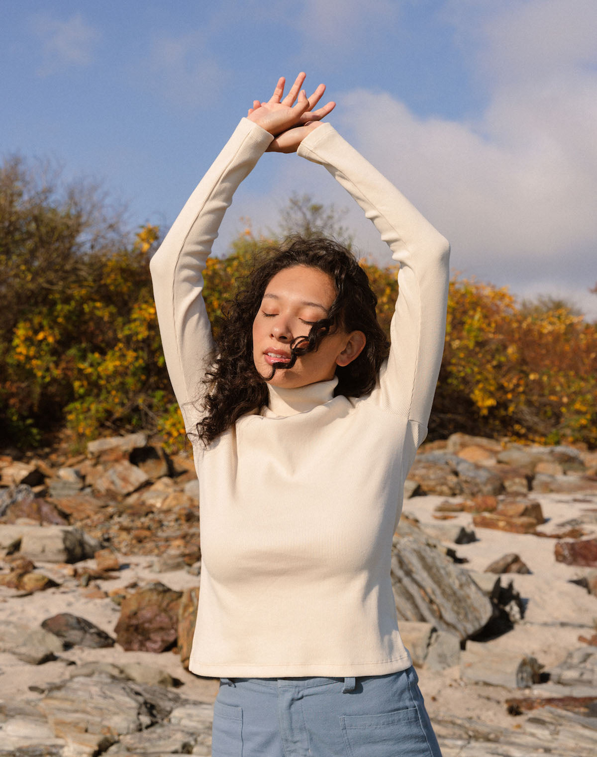 Rib Turtleneck in Oat Milk