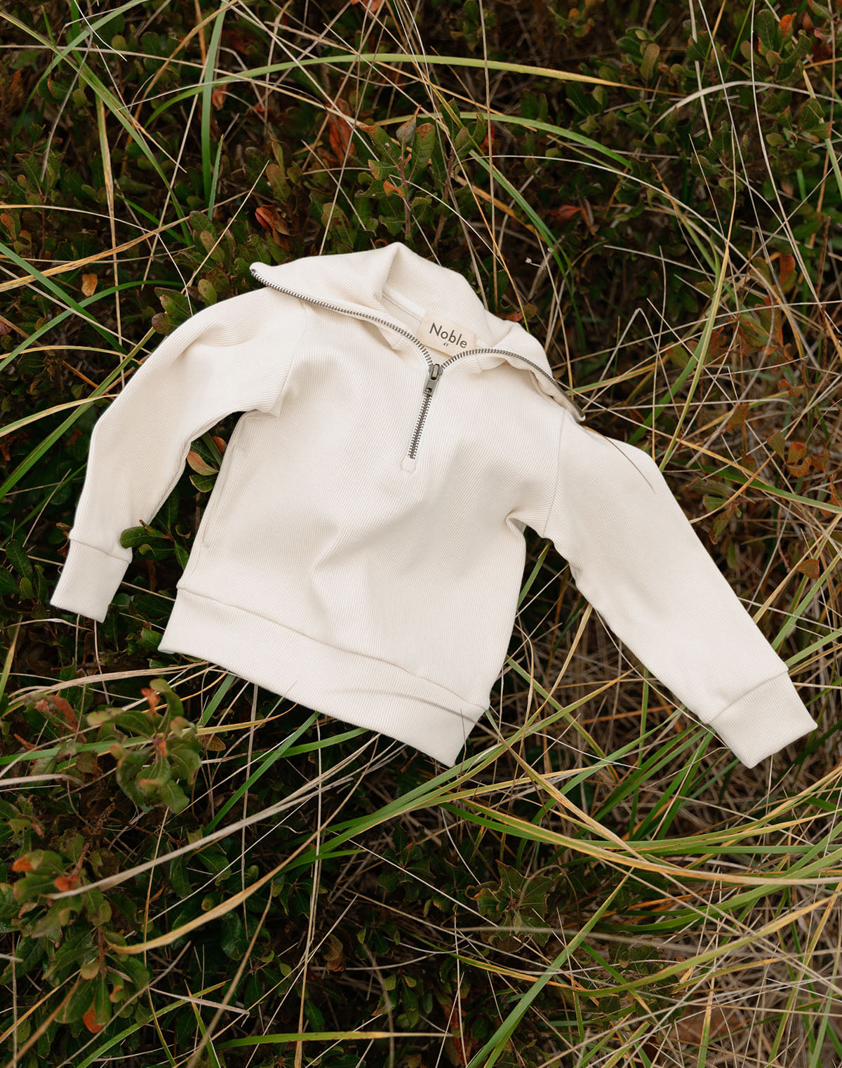 Noble Organic Retro Half-Zip in Oat Milk