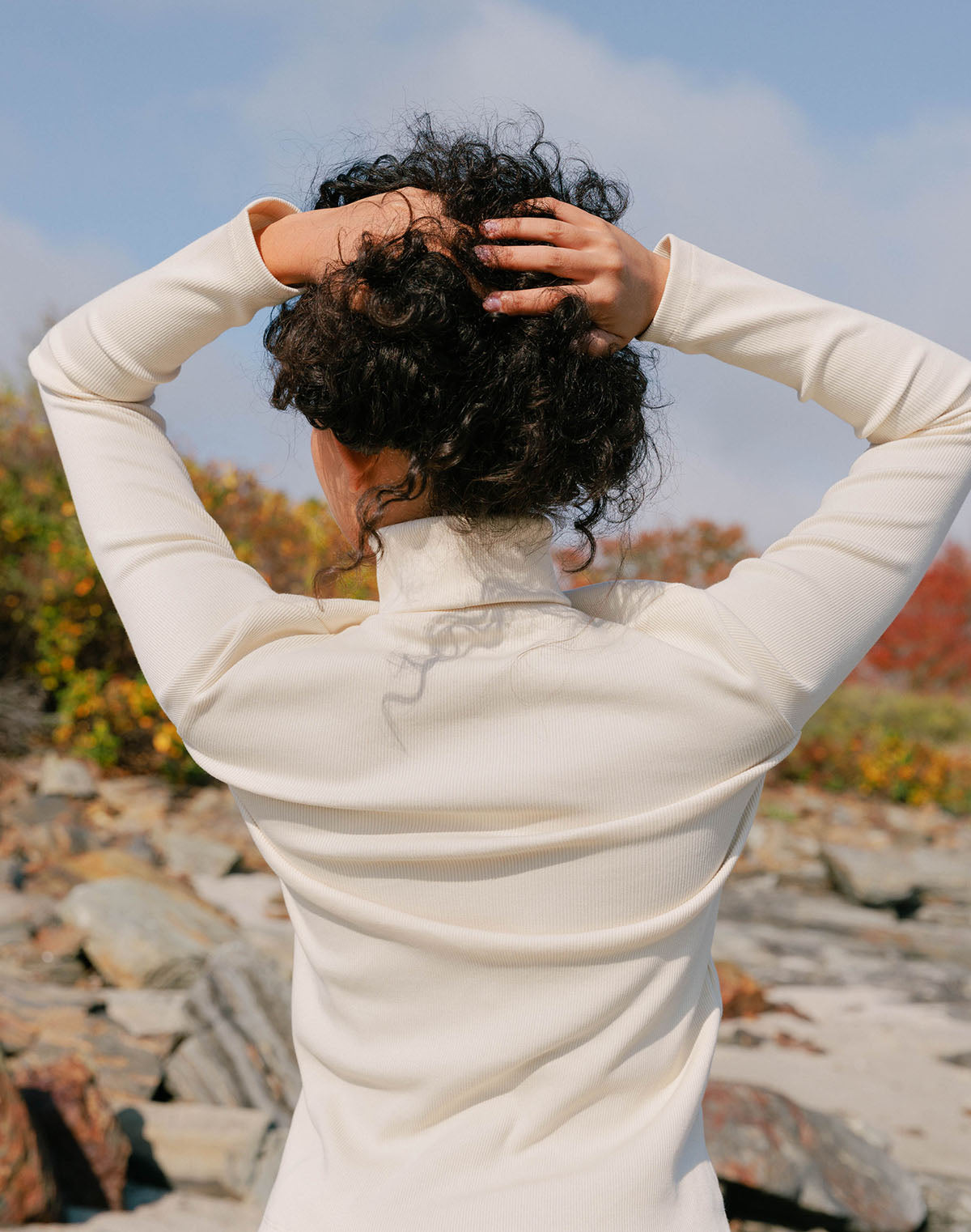 Rib Turtleneck in Oat Milk