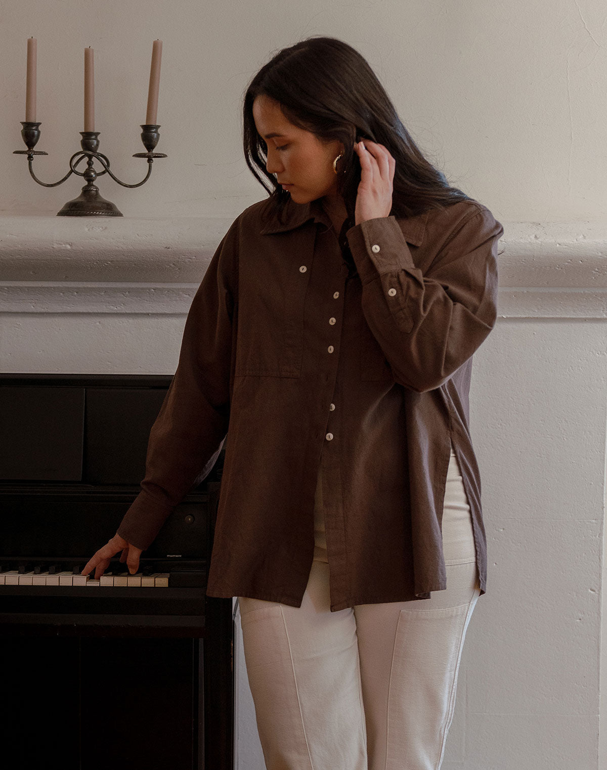 Noble Adult Collared Shirt in Chocolate