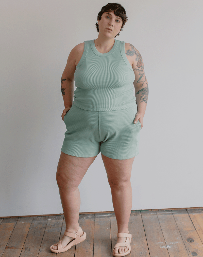 Noble Adult Organic Waffle Short in Sage