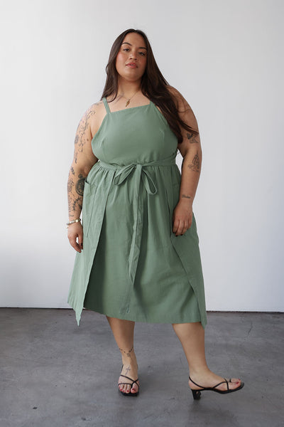 green flapper dress uk Newberry Dress | Spaghetti Strap Linen Dress main image 1