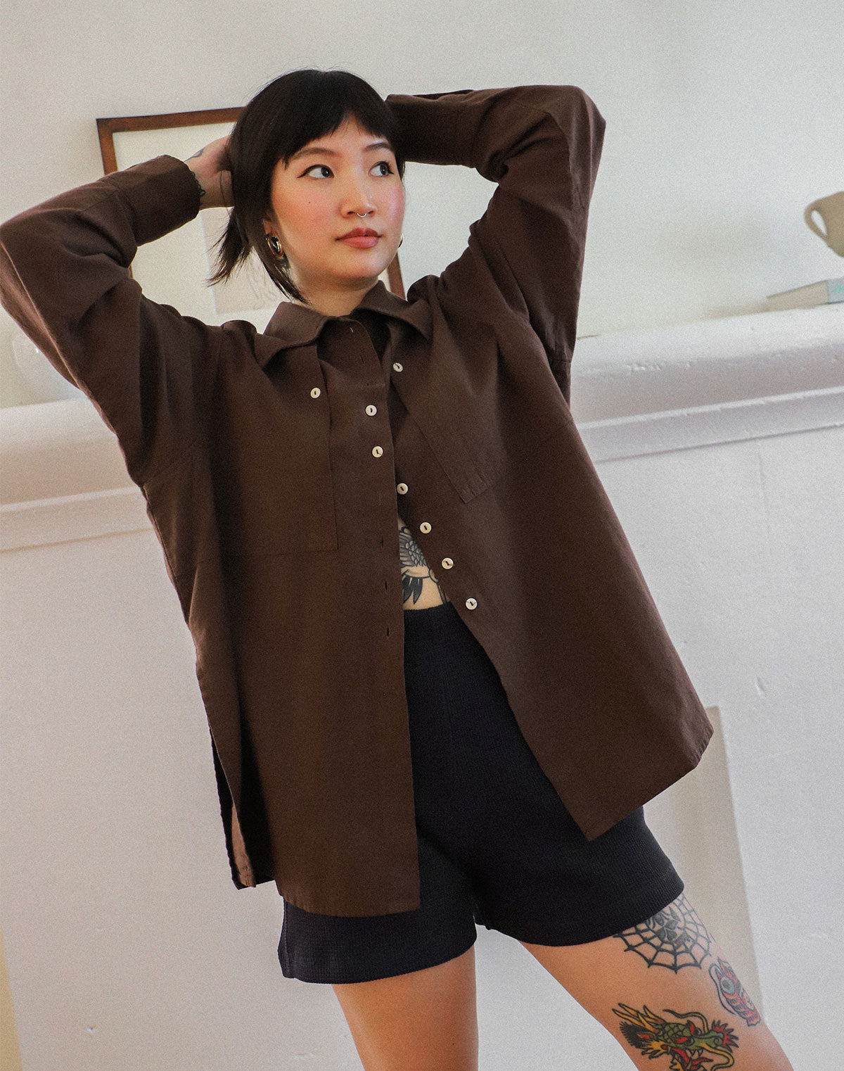 Noble Adult Collared Shirt in Chocolate