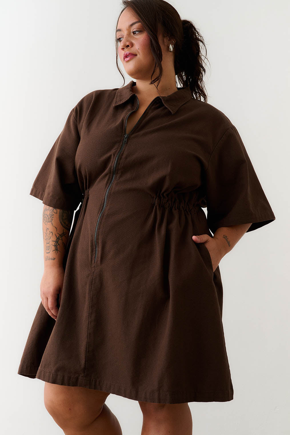 Noble Utility Dress in Chocolate Chocolate / 2X
