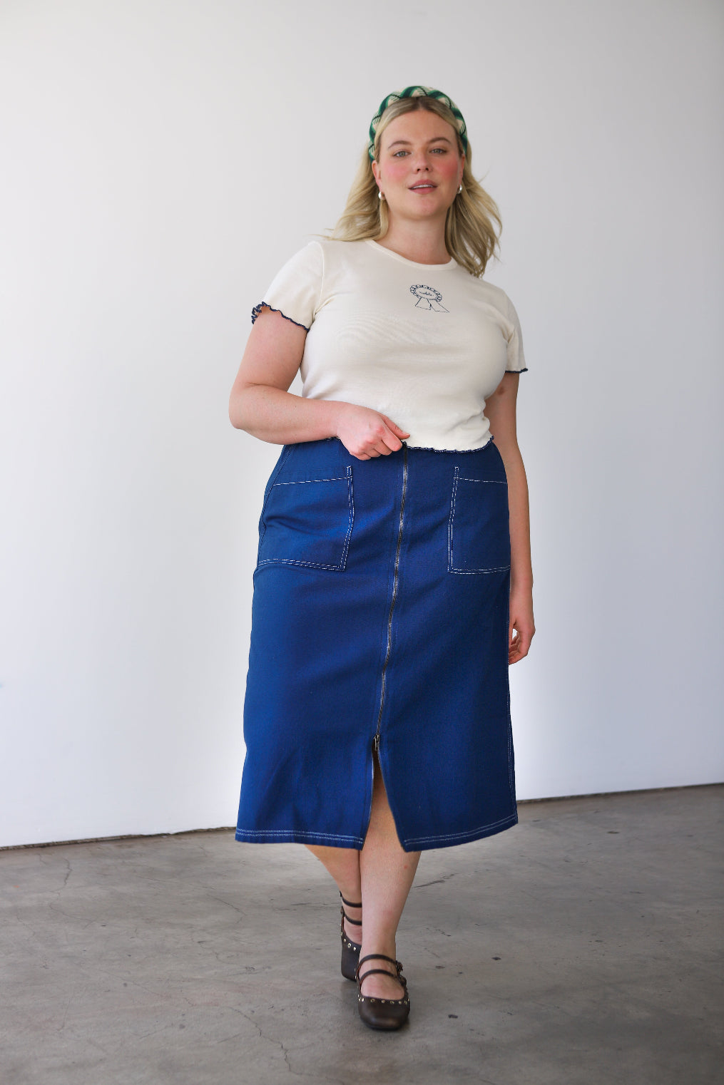Noble Utility Skirt in Navy w/ Contrast Stitch