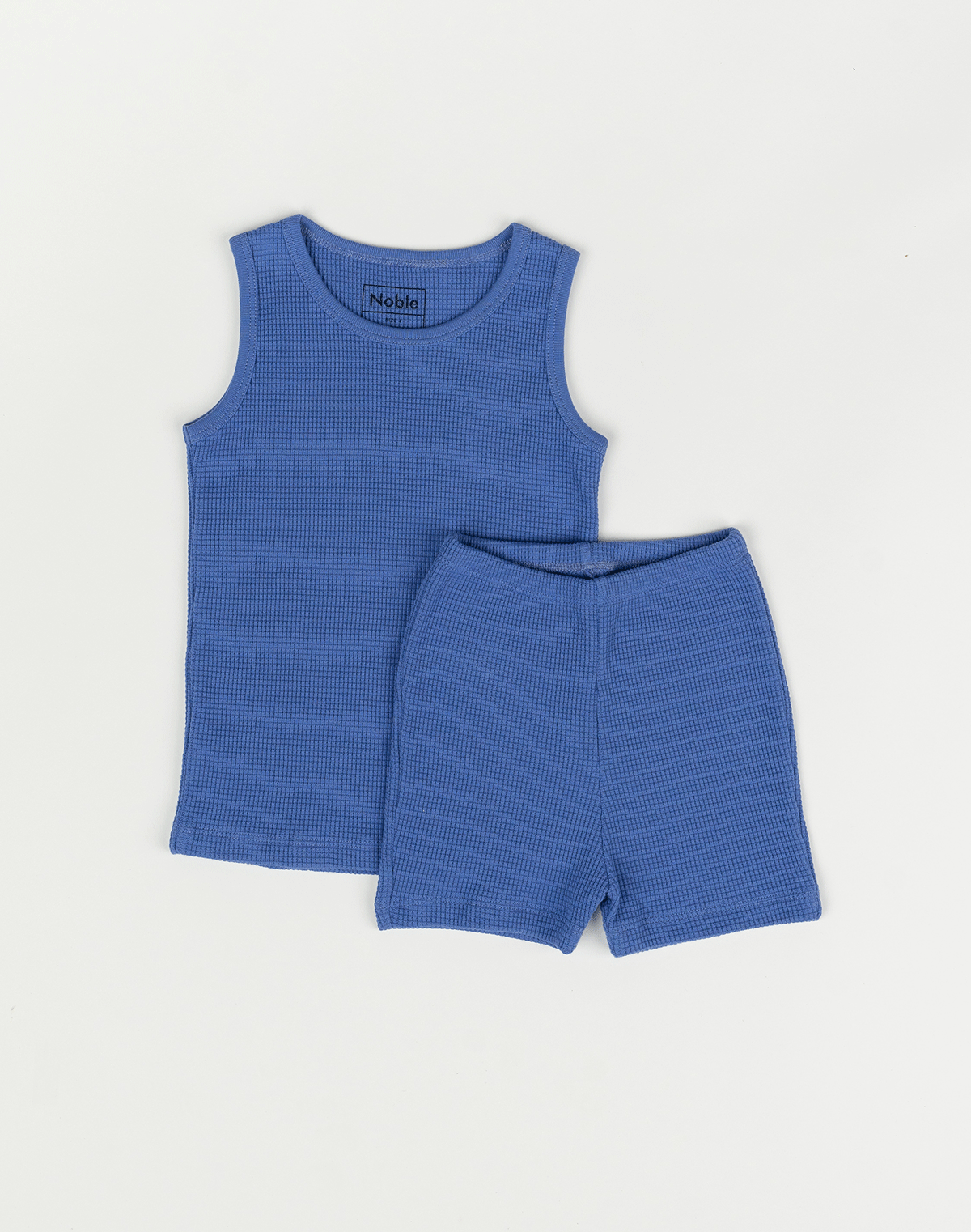 Noble Organic Waffle Tank Set in French Blue