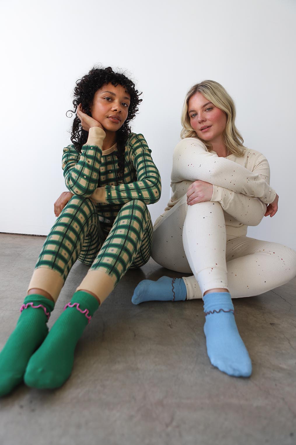 Ruffle Modal Sock - Spinach/Pink Edge