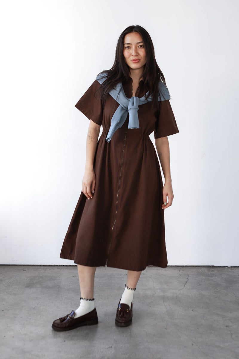 Noble Long Utility Dress in Chocolate Chocolate / 1X | Dress By Noble Noble Long Utility Dress in Chocolate Chocolate / 1X | Dress By Noble