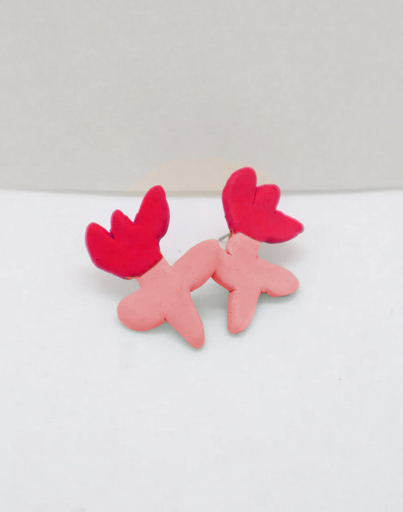 Noble x Toni Darling Tulip Earrings in Red & Pink