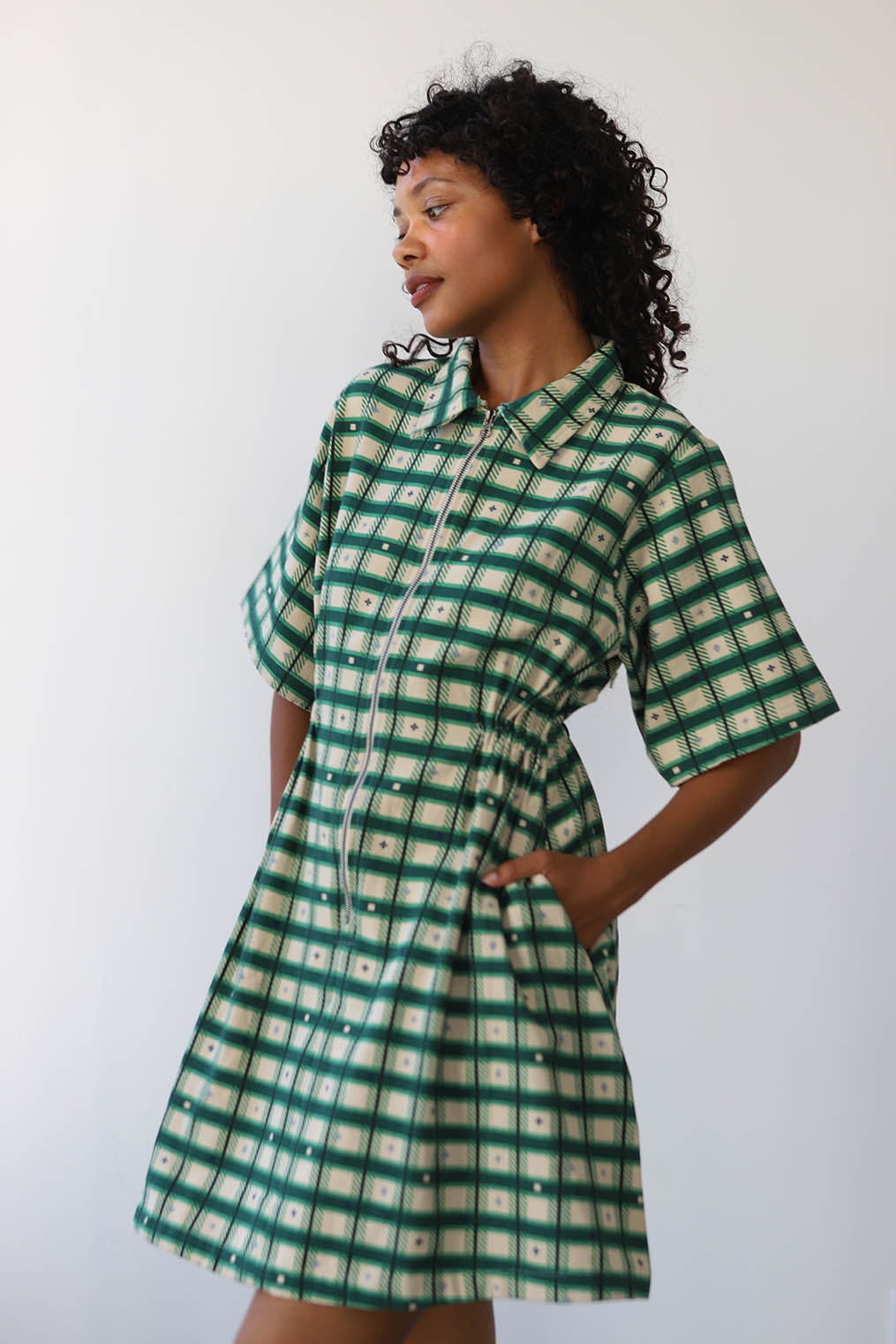 Noble Utility Dress in Plaid Print