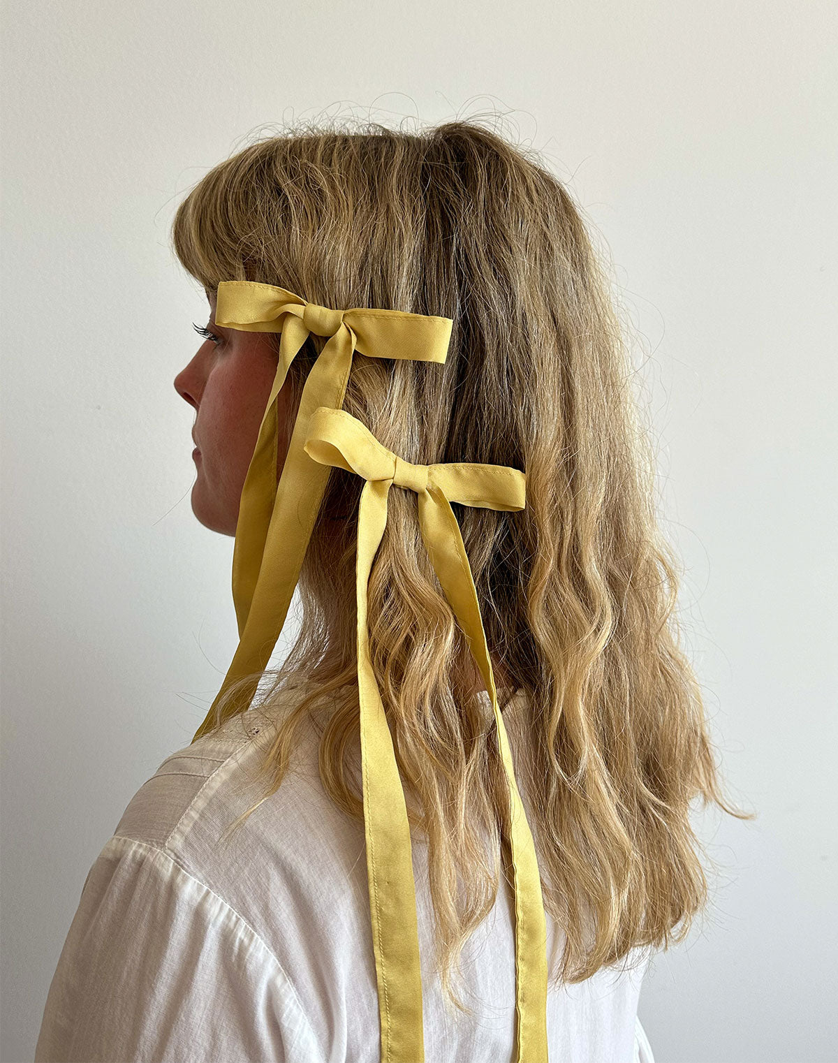 Rosemarine Textiles Small Butter Yellow Silk Plant Dyed Hair Bow