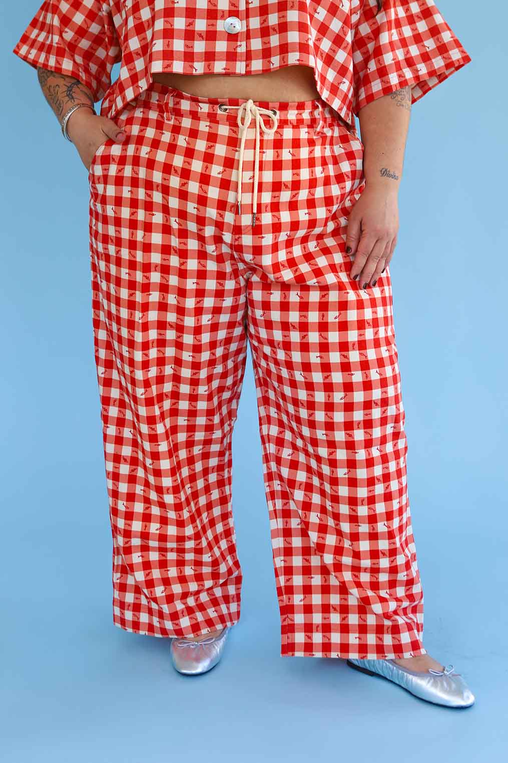 Noble Sailor Pant in Gingham Fishies