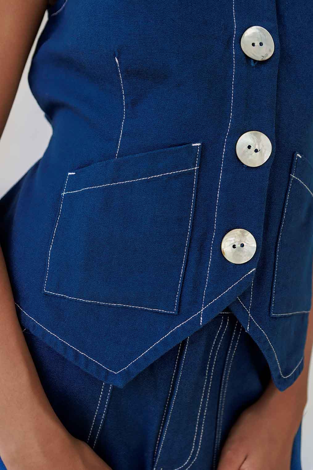 Noble Flared Vest in Ash w/ Shell Buttons