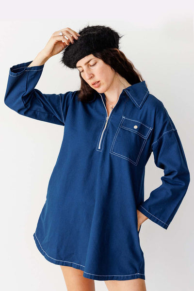Noble Smock Dress in Navy
