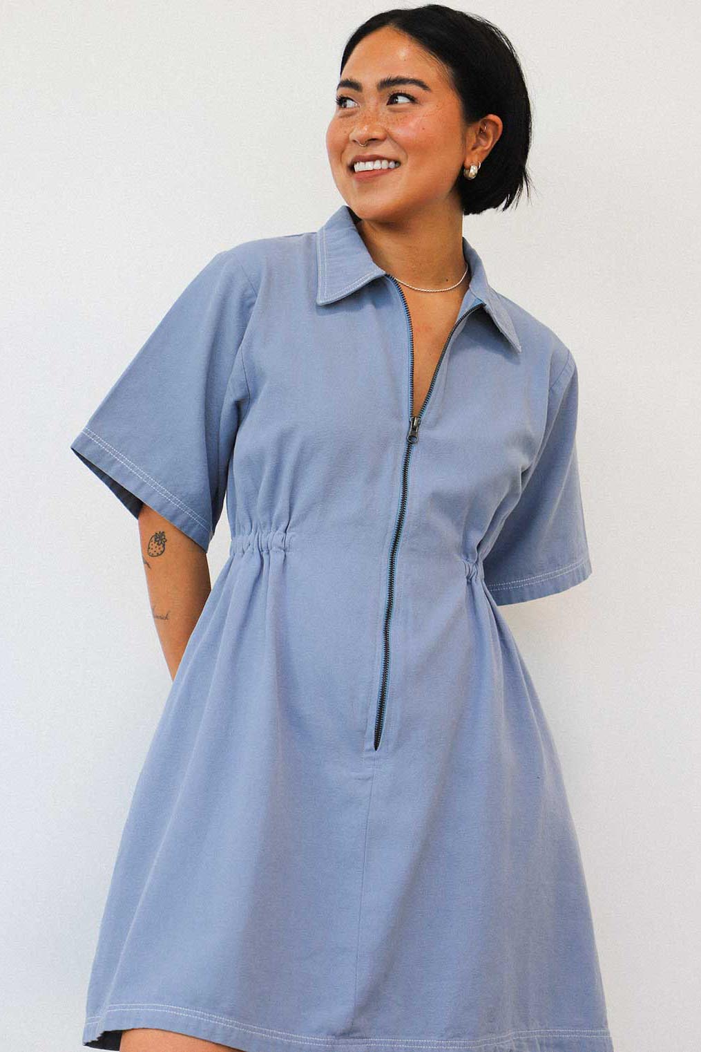 Noble Utility Dress in Pebble Blue Pebble Blue / XS | Dress By Noble Noble Utility Dress in Pebble Blue Pebble Blue / XS | Dress By Noble