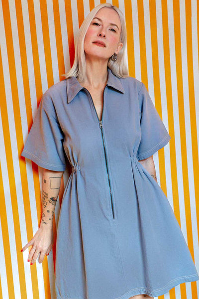 Noble Utility Dress in Pebble Blue