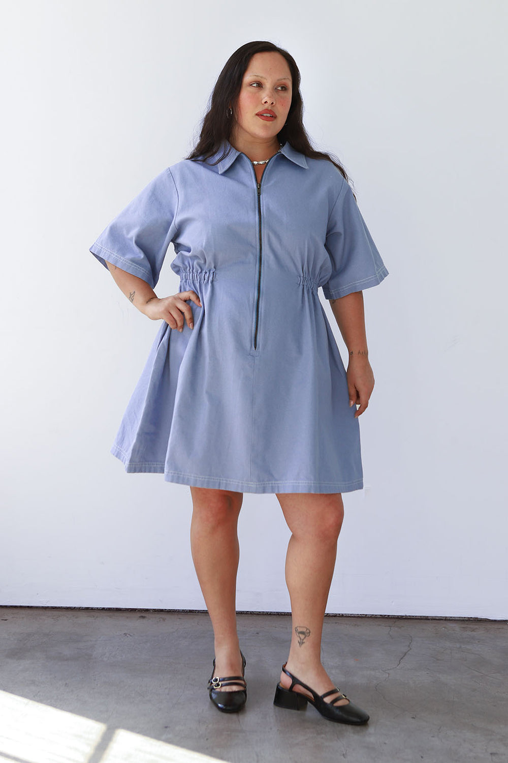 Noble Utility Dress in Pebble Blue