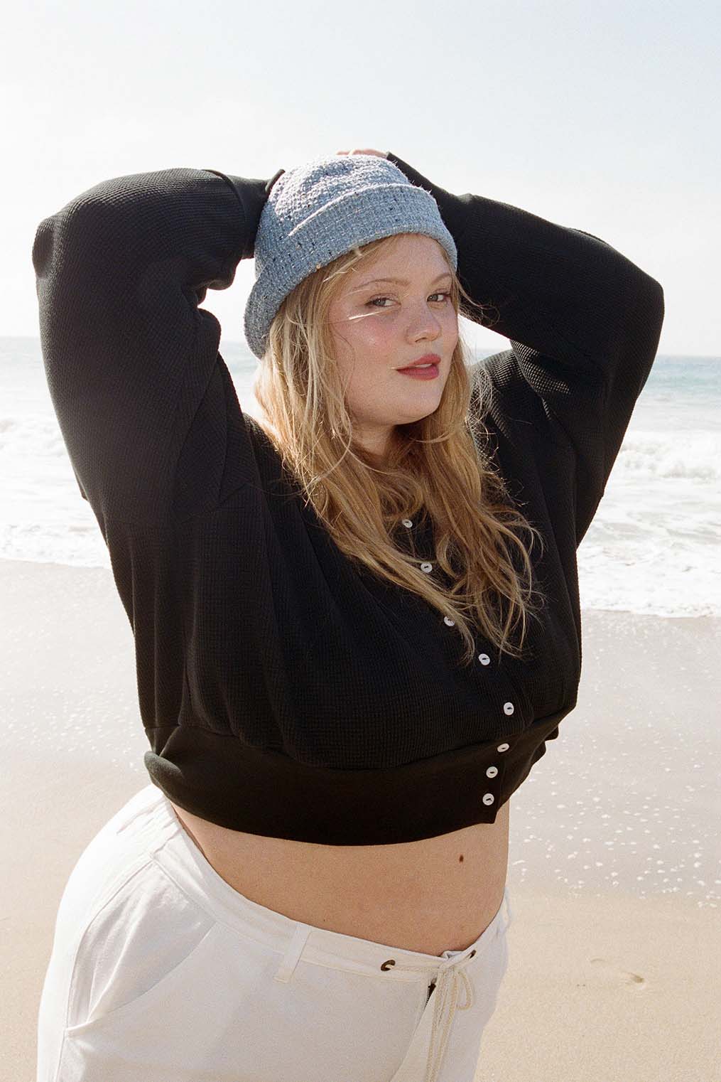 Noble Waffle Sailor Cardigan in Ash