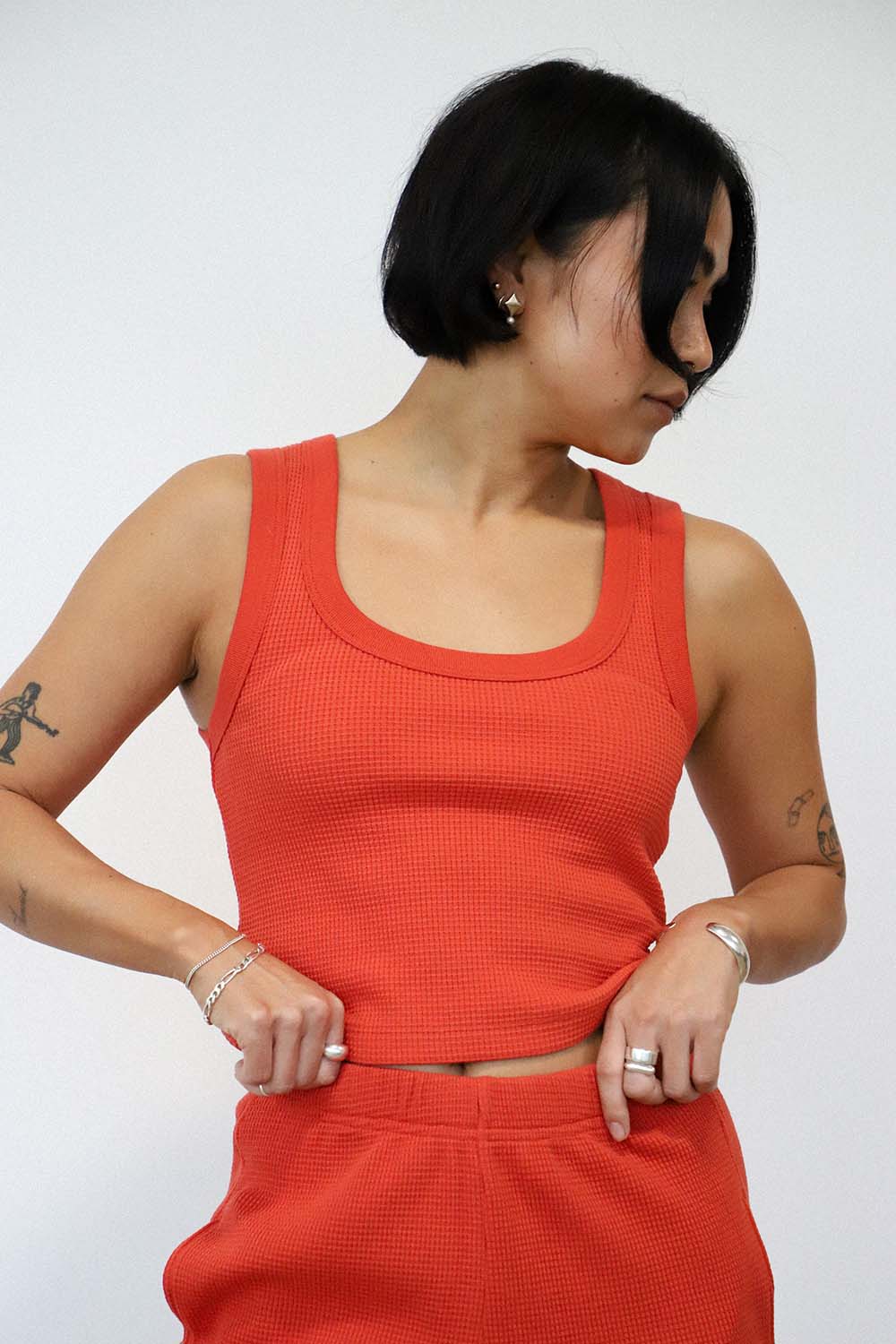 Waffle Square Crop Tank