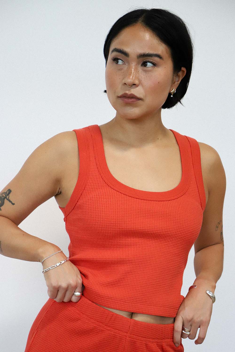 Waffle Square Crop Tank