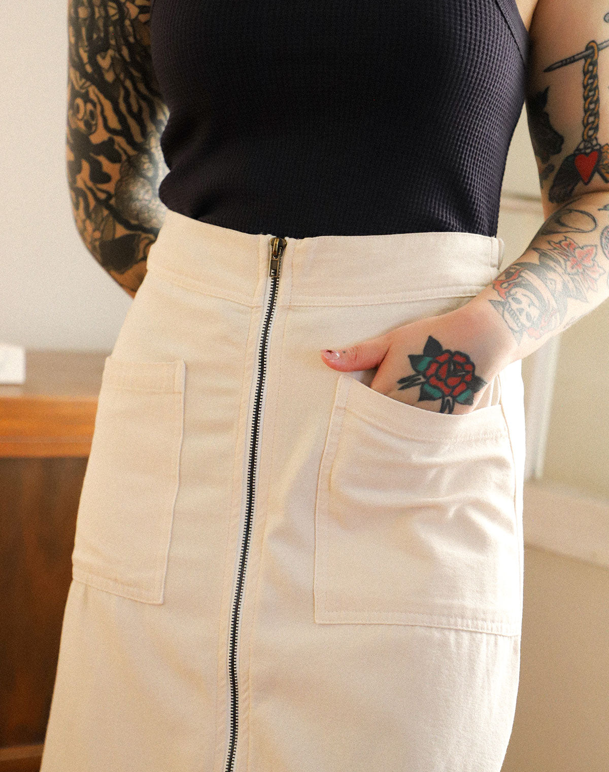 Noble Adult Utility Skirt in Oat Milk