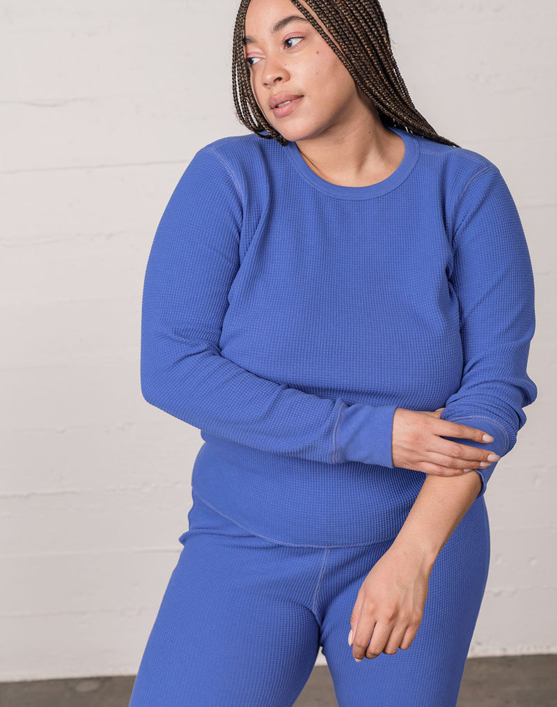 Noble Adult Organic Waffle Top in French Blue