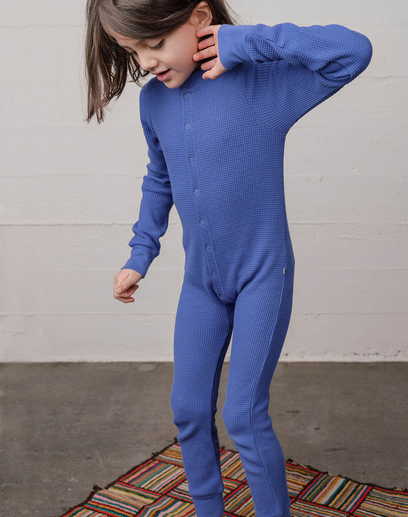 Noble Organic Waffle One-Piece Sleeper in French Blue