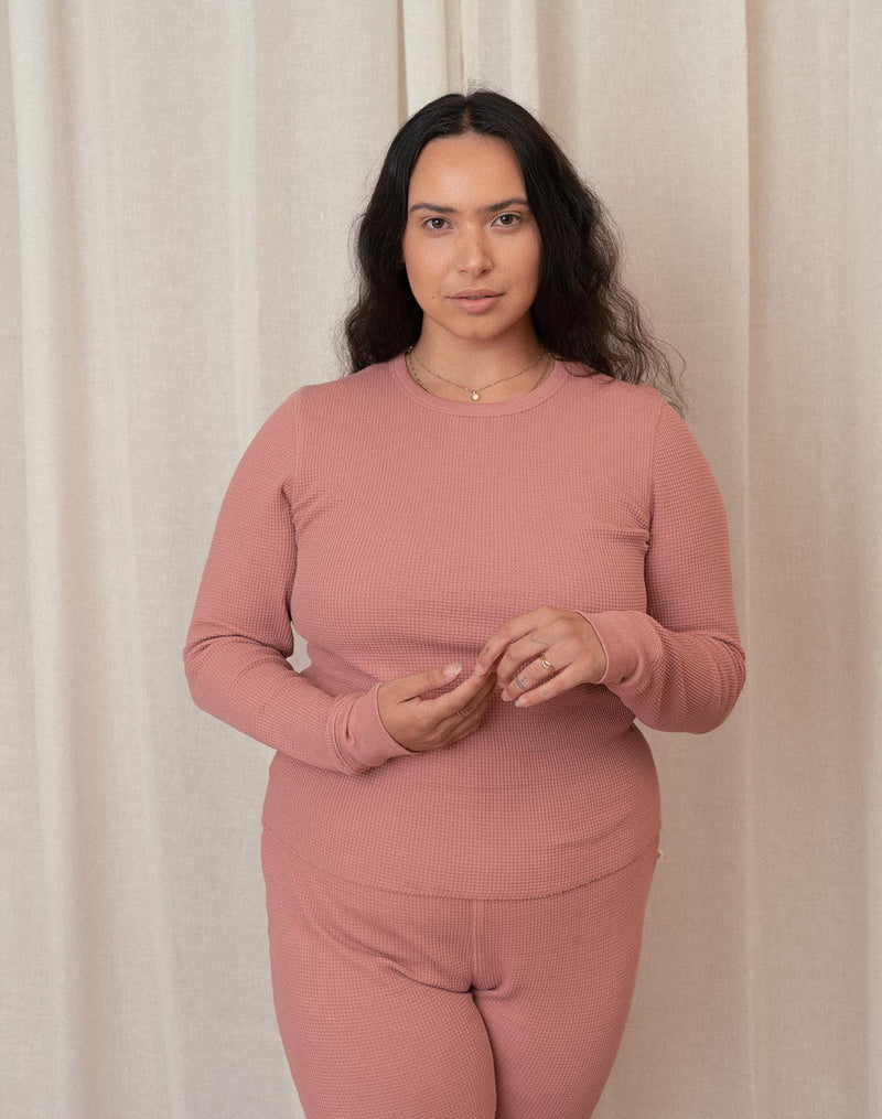 Noble Adult Organic Waffle Top in Dusty Rose