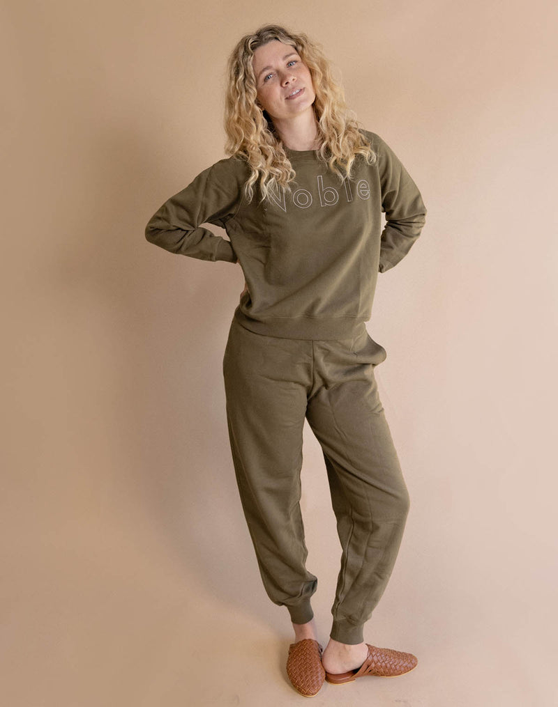 Adult Noble Embroidered Sweatshirt in Olive