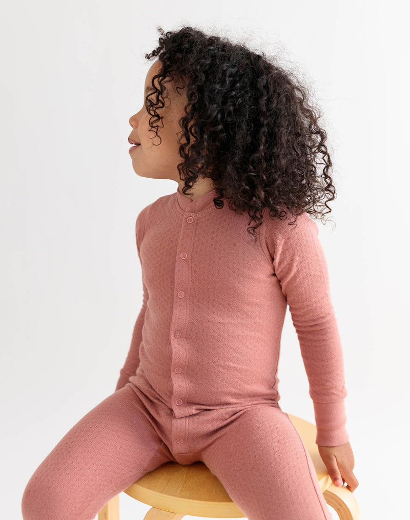 Noble Organic Pointelle One-Piece in Dusty Rose
